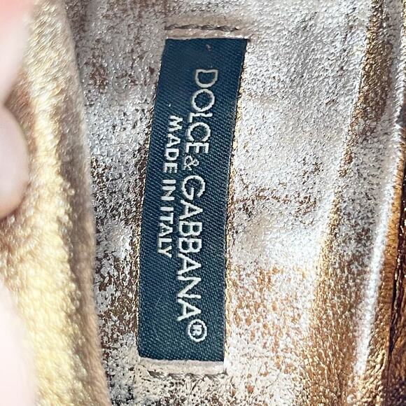 Dolce & Gabbana y2k Camel Suede Brown Leather Chunky Block Heel Boot IT 38 - Picture 13 of 15